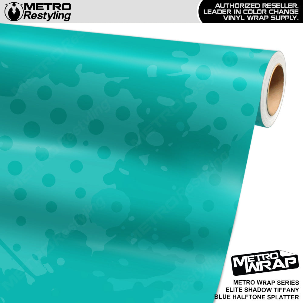 Metro Wrap Halftone Splatter Elite Shadow Tiffany Blue Camouflage Vinyl Film