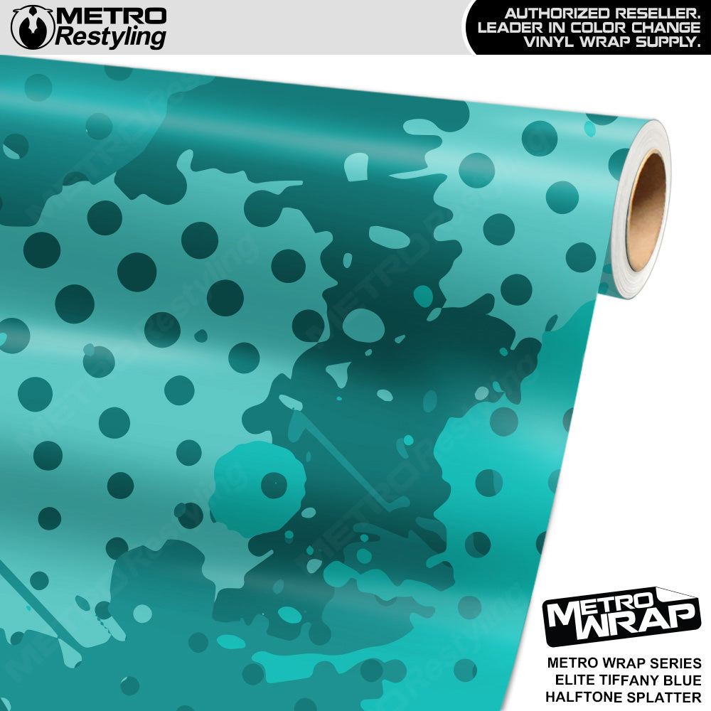 Metro Wrap Halftone Splatter Elite Tiffany Blue Camouflage Vinyl Film