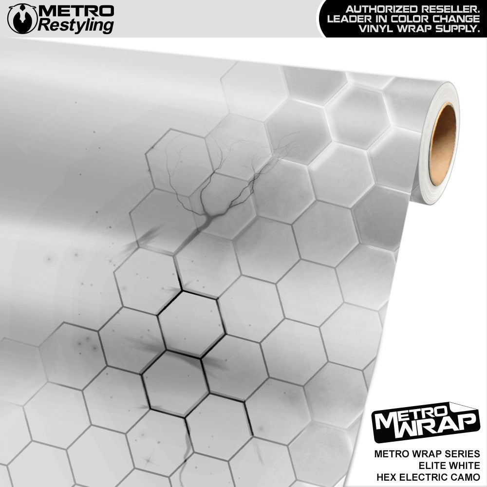 Metro Wrap Hex Electric White Camouflage Vinyl Film
