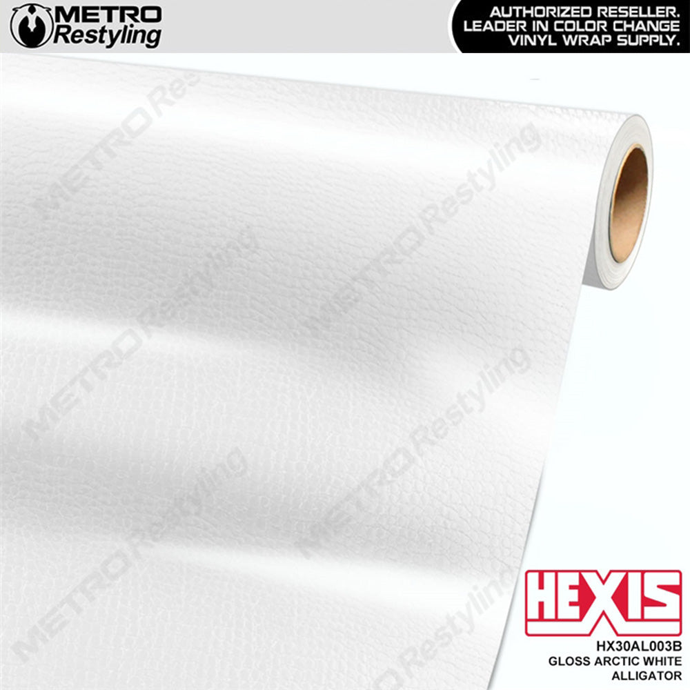 Hexis Gloss Arctic White Alligator Vinyl Wrap | HX30AL003B