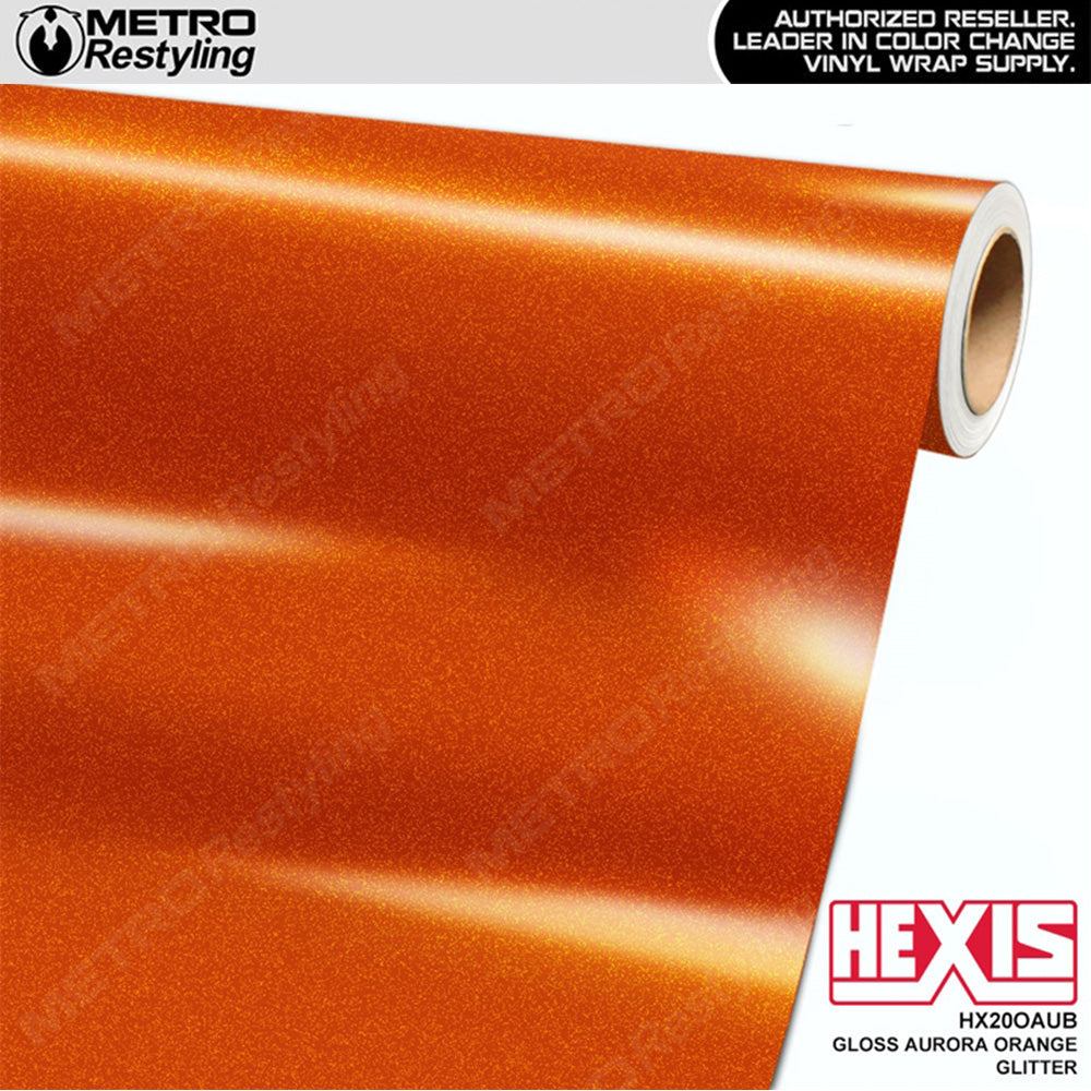 Hexis Gloss Aurora Orange Glitter Vinyl Wrap | HX20OAUB