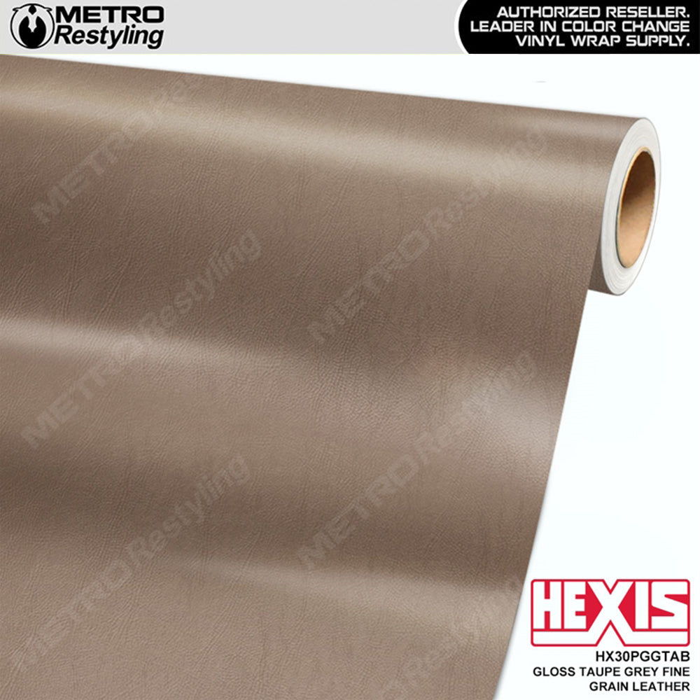Hexis Gloss Taupe Gray Fine Grain Leather Vinyl Wrap