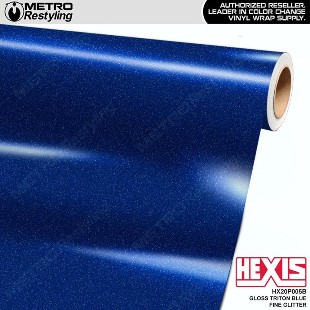 Hexis Gloss Triton Blue Fine Glitter Vinyl Wrap