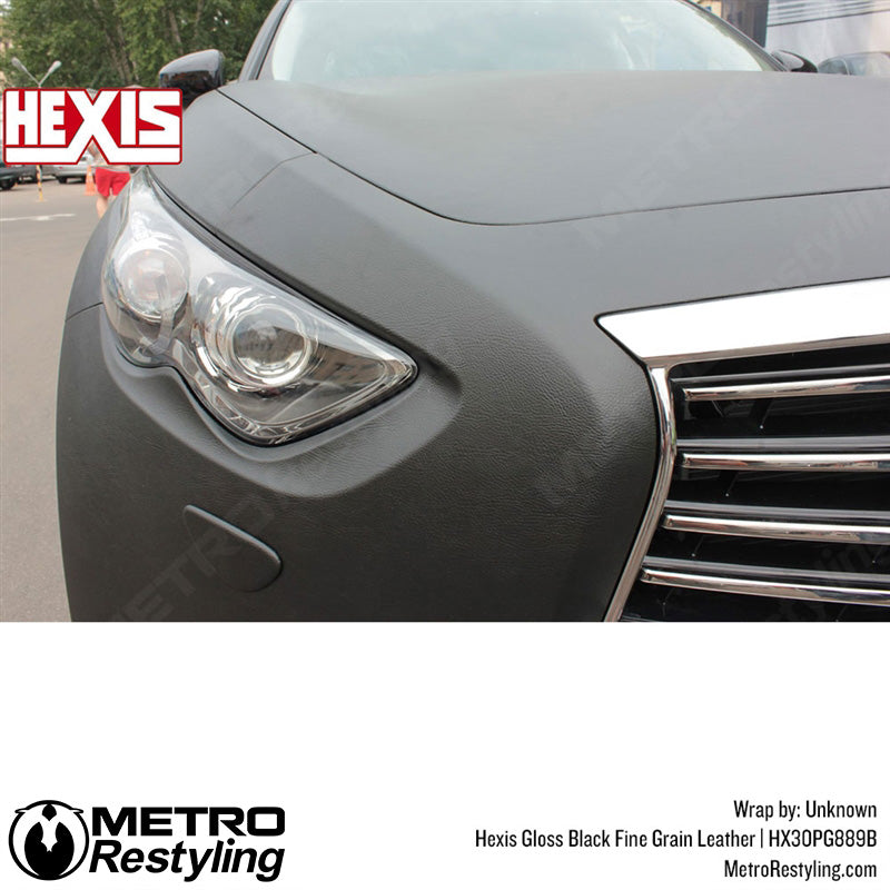 Hexis Gloss Black Fine Grain Leather Vinyl Wrap