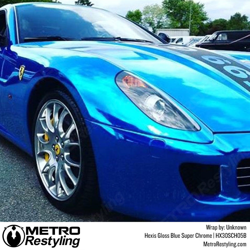 Shiny Super Blue Chrome Car Wrap