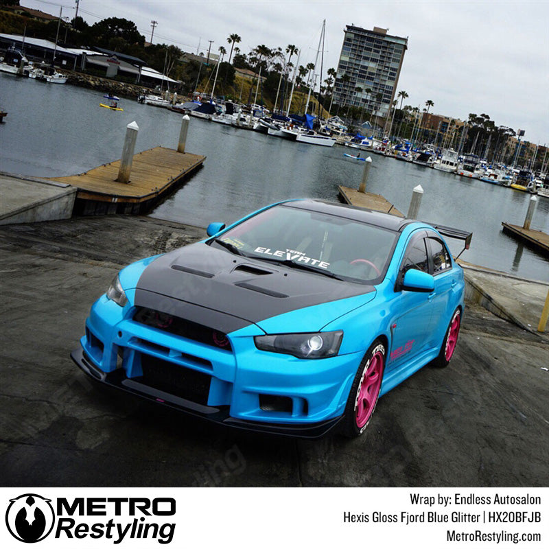 Blue Glitter Car Wrap
