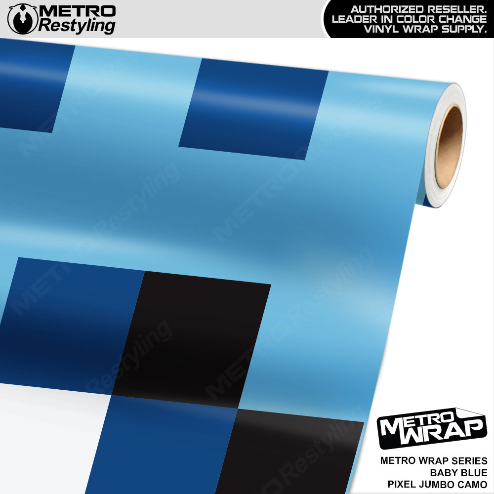 Metro Wrap Jumbo Pixel Baby Blue Camouflage Vinyl Film