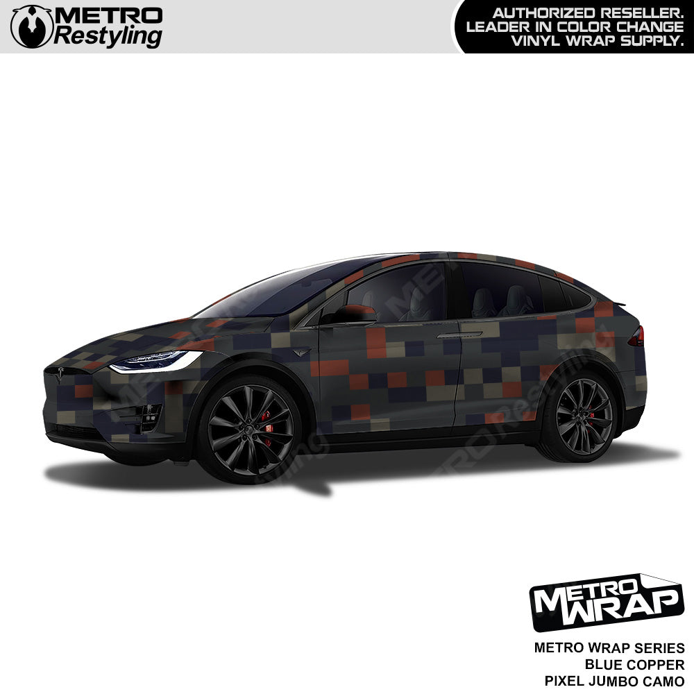 Metro Wrap Jumbo Pixel Blue Copper Camouflage Vinyl Film