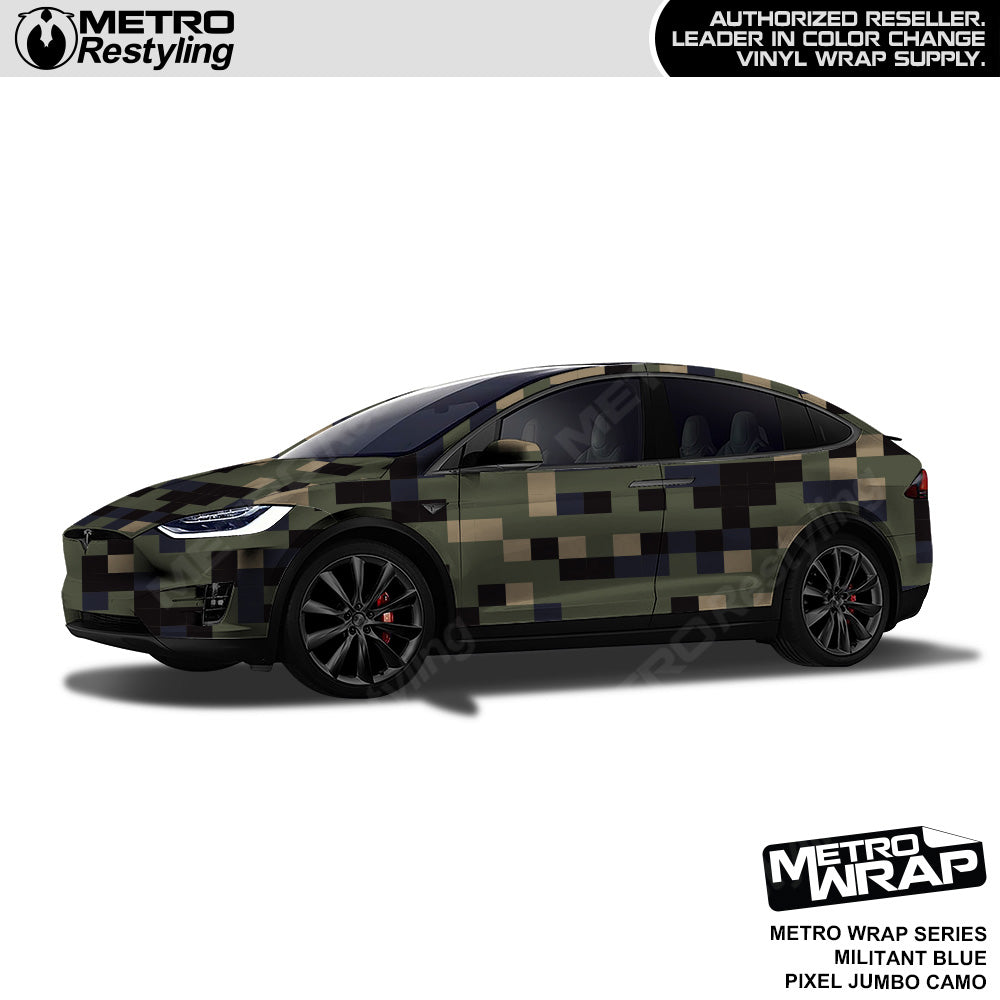 Metro Wrap Jumbo Pixel Militant Blue Camouflage Vinyl Film