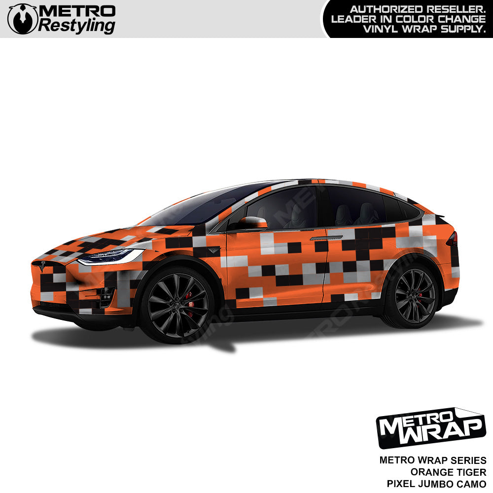 Metro Wrap Jumbo Pixel Orange Tiger Camouflage Vinyl Film