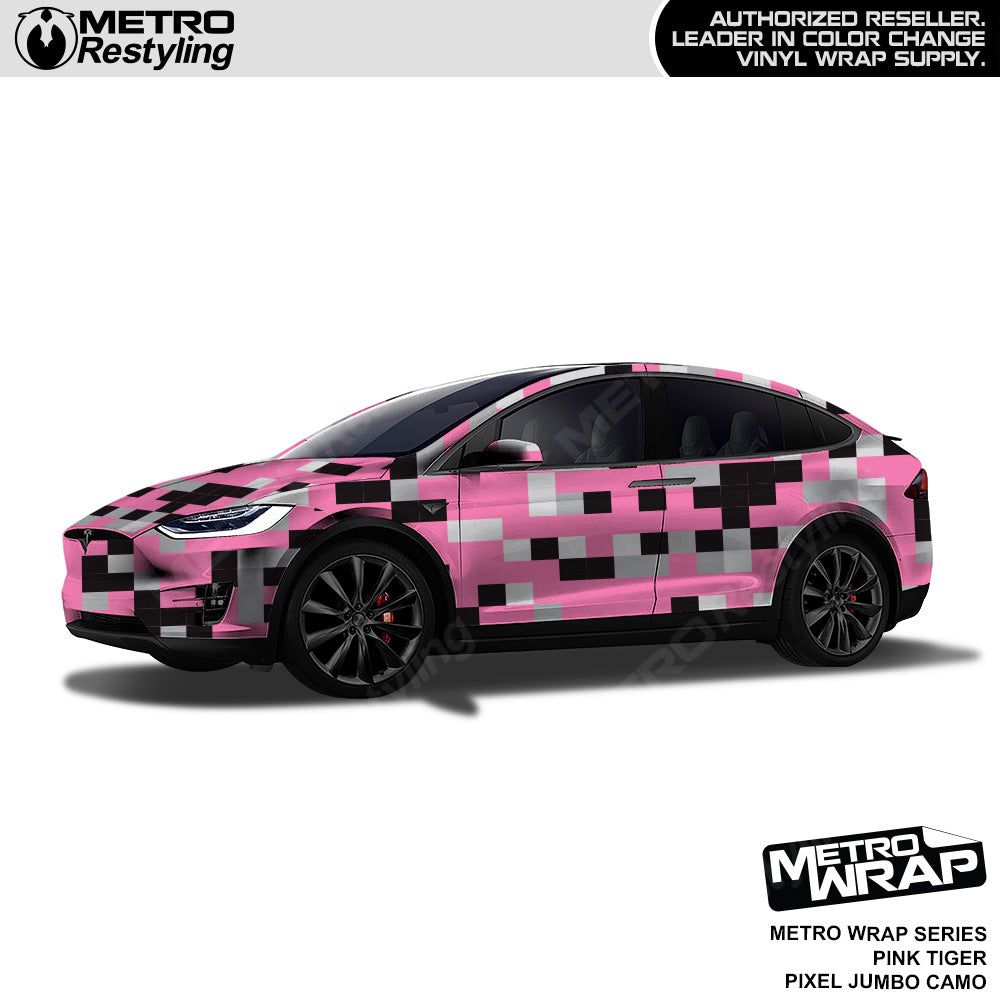Metro Wrap Jumbo Pixel Pink Tiger Camouflage Vinyl Film