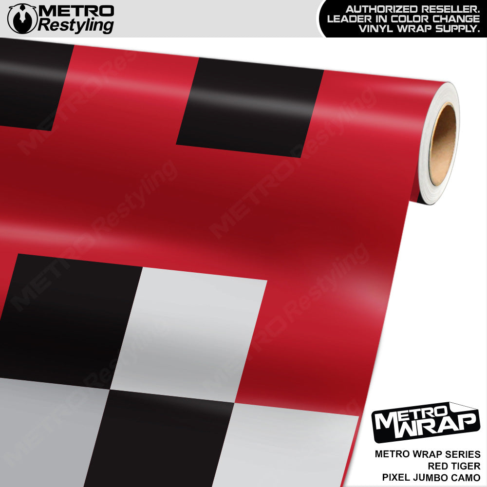 Metro Wrap Jumbo Pixel Red Tiger Camouflage Vinyl Film
