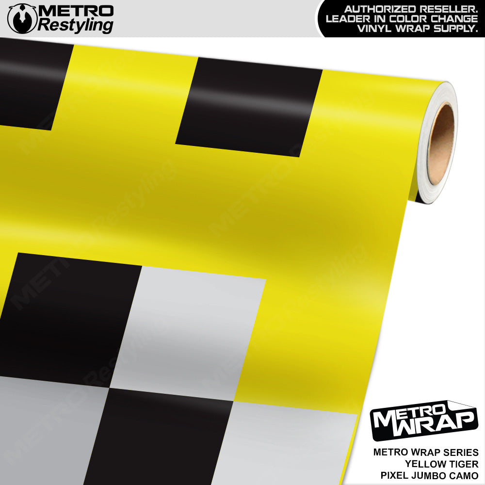 Metro Wrap Jumbo Pixel Yellow Tiger Camouflage Vinyl Film