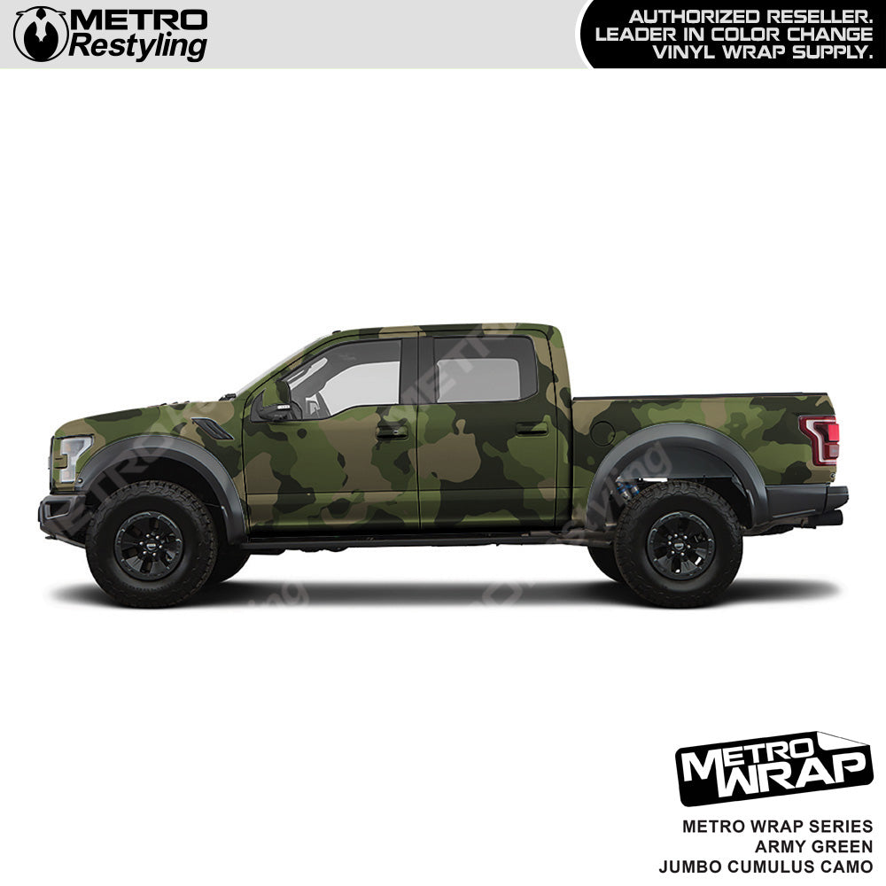 Metro Wrap Jumbo Cumulus Army Green Camouflage Vinyl Film