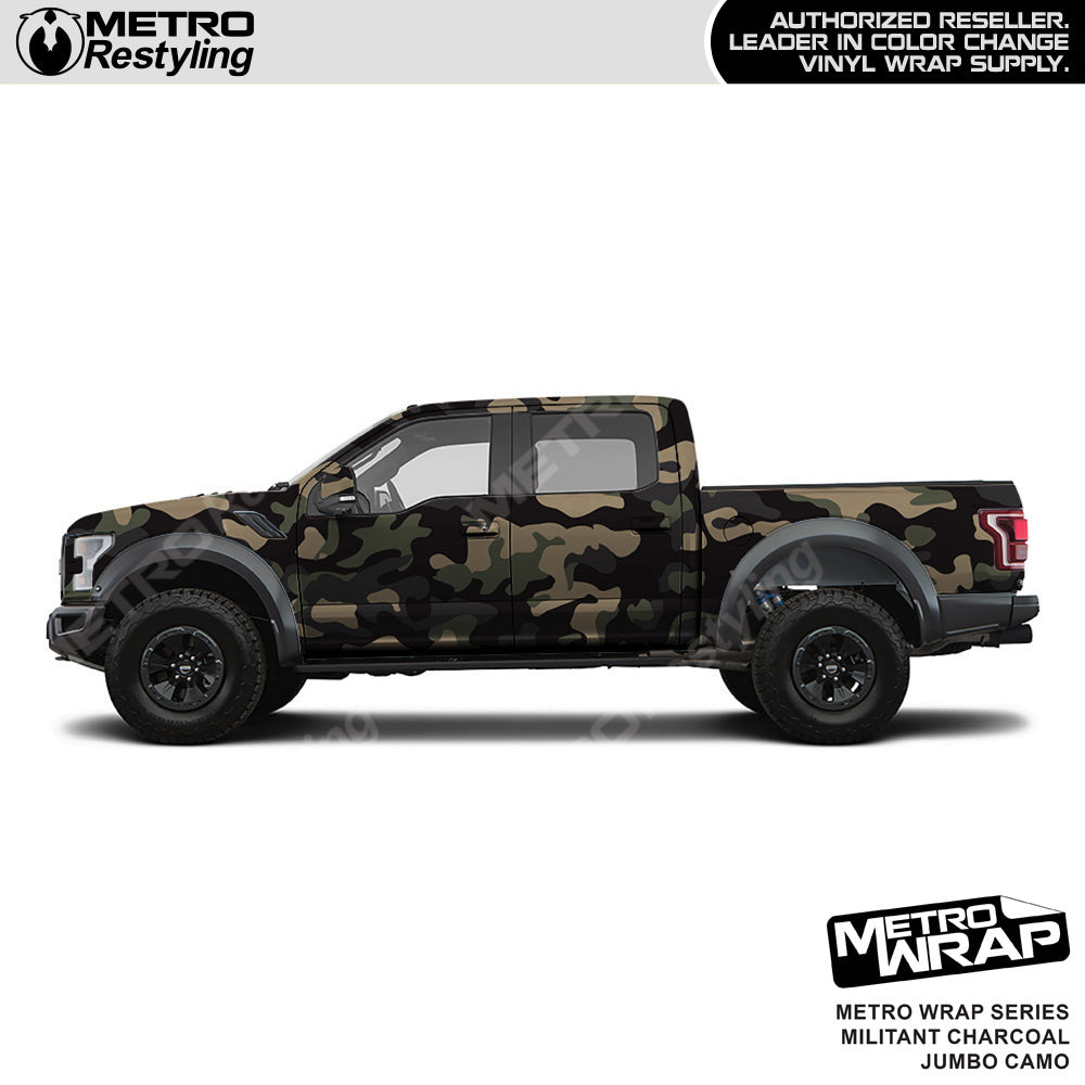 Metro Wrap Jumbo Classic Militant Charcoal Camouflage Vinyl Film