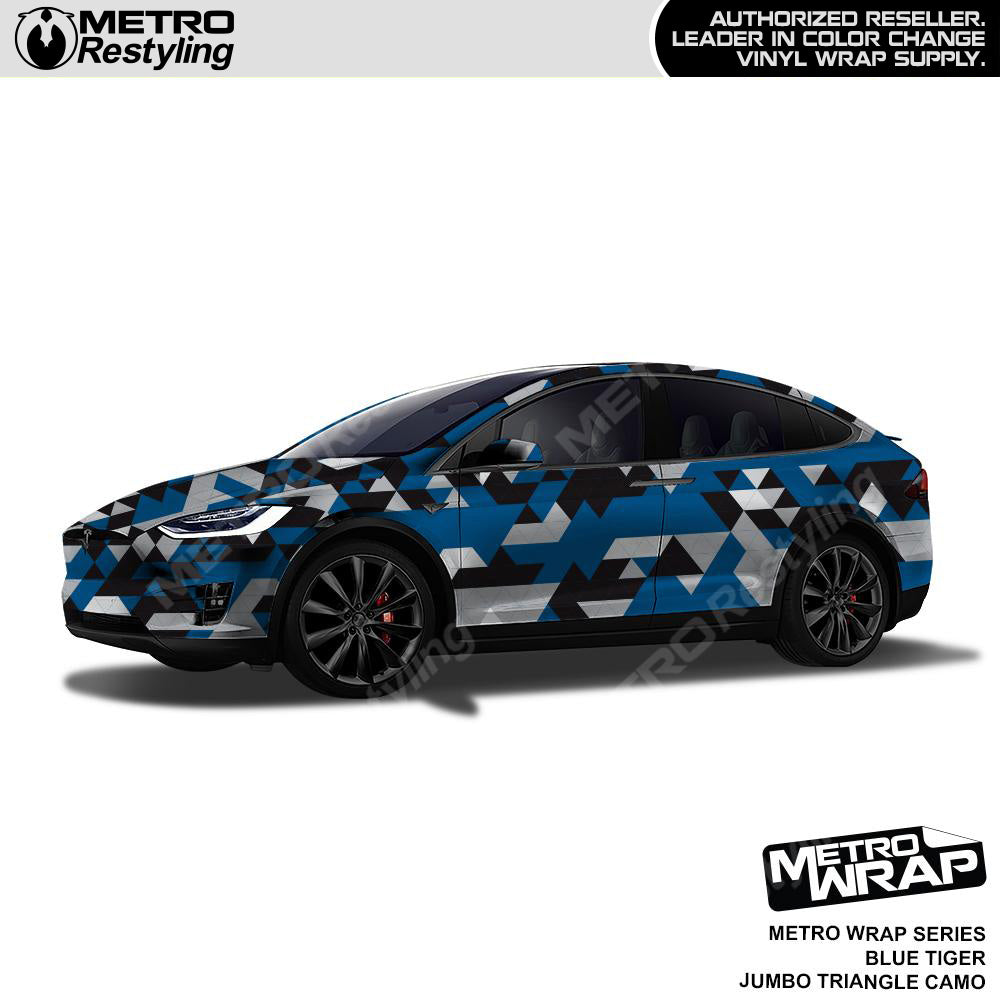 Metro Wrap Jumbo Triangle Blue Tiger Camouflage Vinyl Film