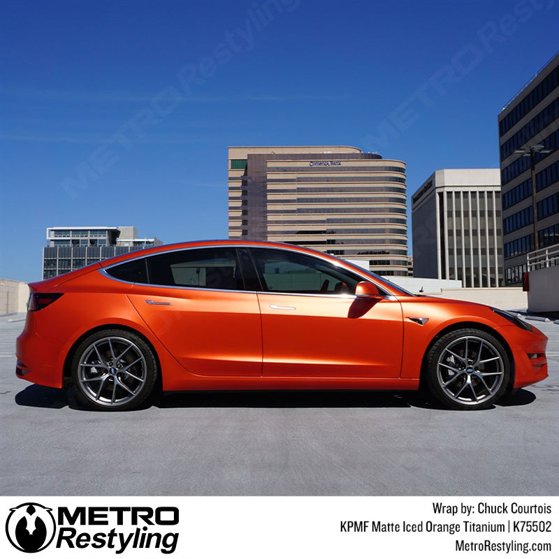 Matte Iced Orange Titanium Car Wrap