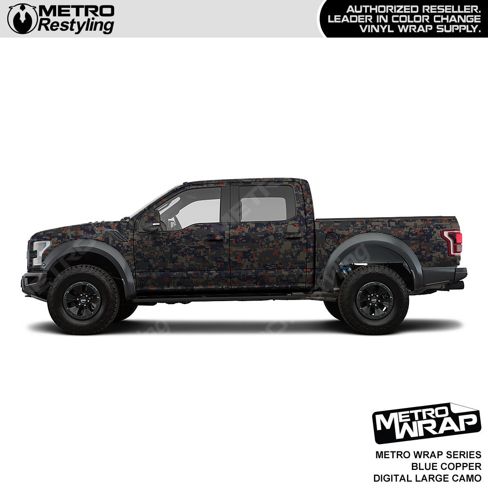 Metro Wrap Large Digital Blue Copper Camouflage Vinyl Film