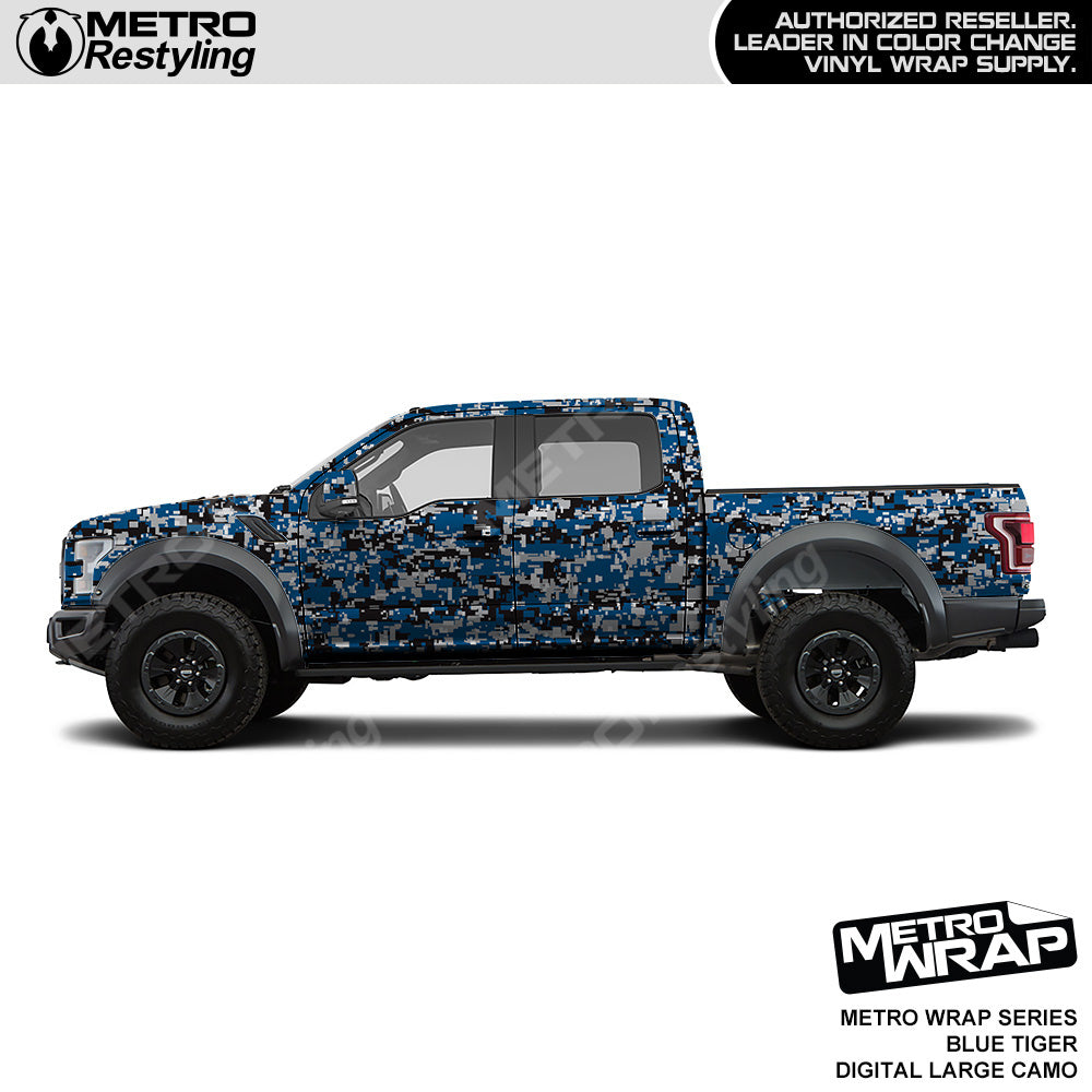 Metro Wrap Large Digital Blue Tiger Camouflage Vinyl Film
