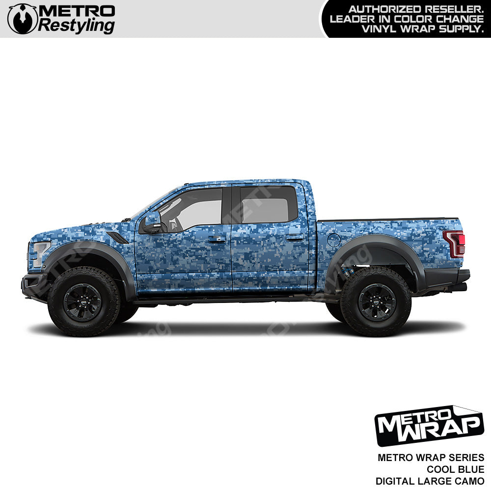 Metro Wrap Large Digital Cool Blue Camouflage Vinyl Film