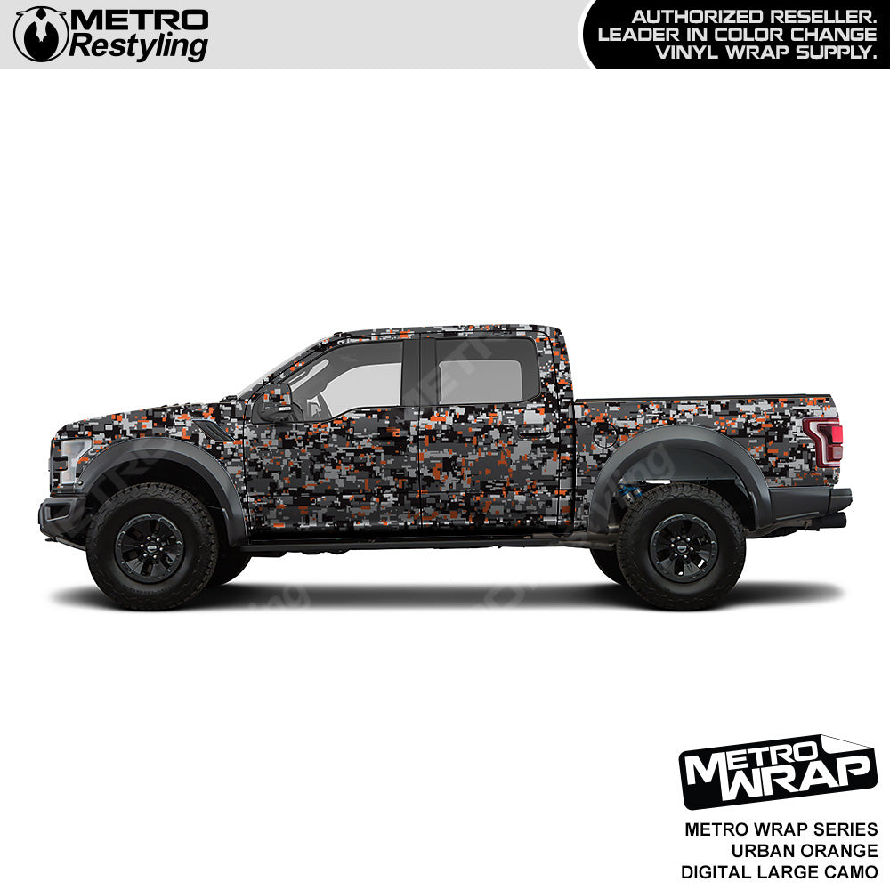 Metro Wrap Large Digital Urban Orange Camouflage Vinyl Film