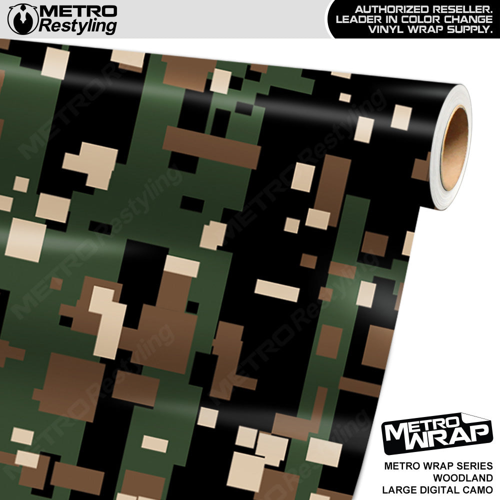 Metro Wrap Large Digital Woodland Camouflage Vinyl Film
