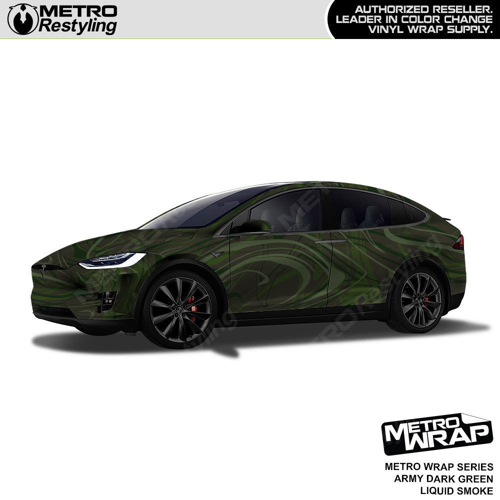 Metro Wrap Liquid Smoke Army Dark Green Vinyl Film