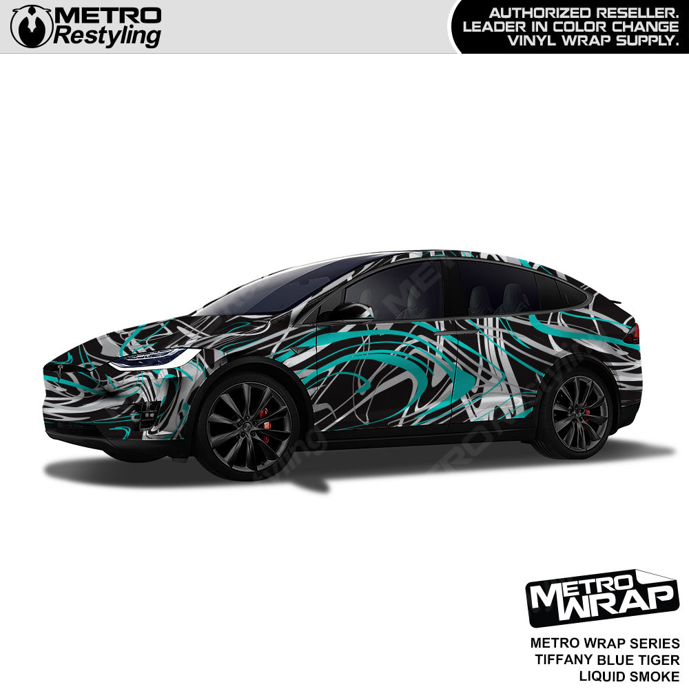 Metro Wrap Liquid Smoke Tiffany Blue Tiger Vinyl Film