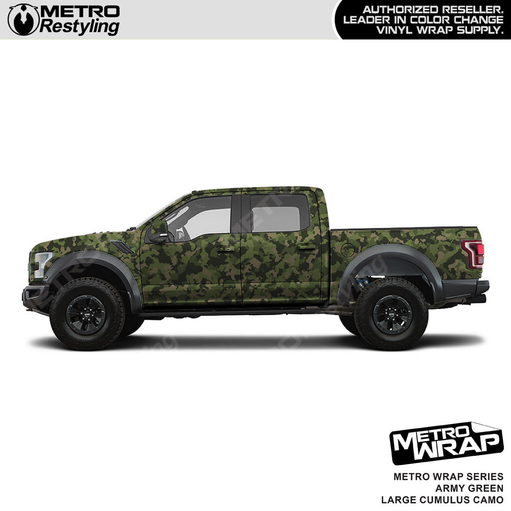 Metro Wrap Large Cumulus Army Green Camouflage Vinyl Film