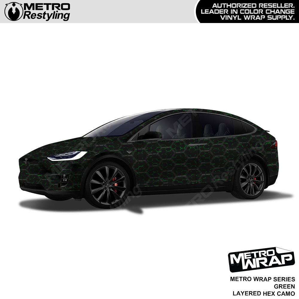 Metro Wrap Layered Hex Green Camouflage Vinyl Film