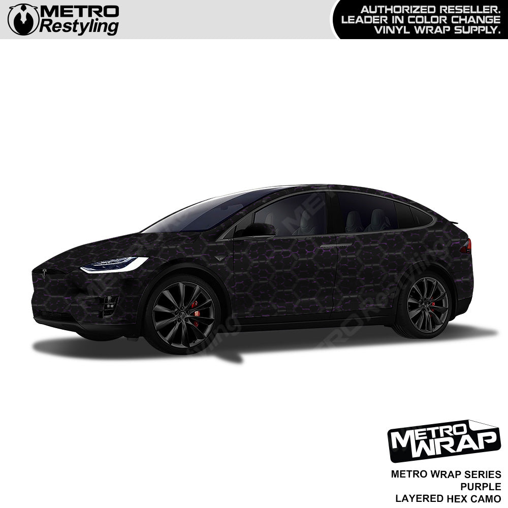 Metro Wrap Layered Hex Purple Camouflage Vinyl Film