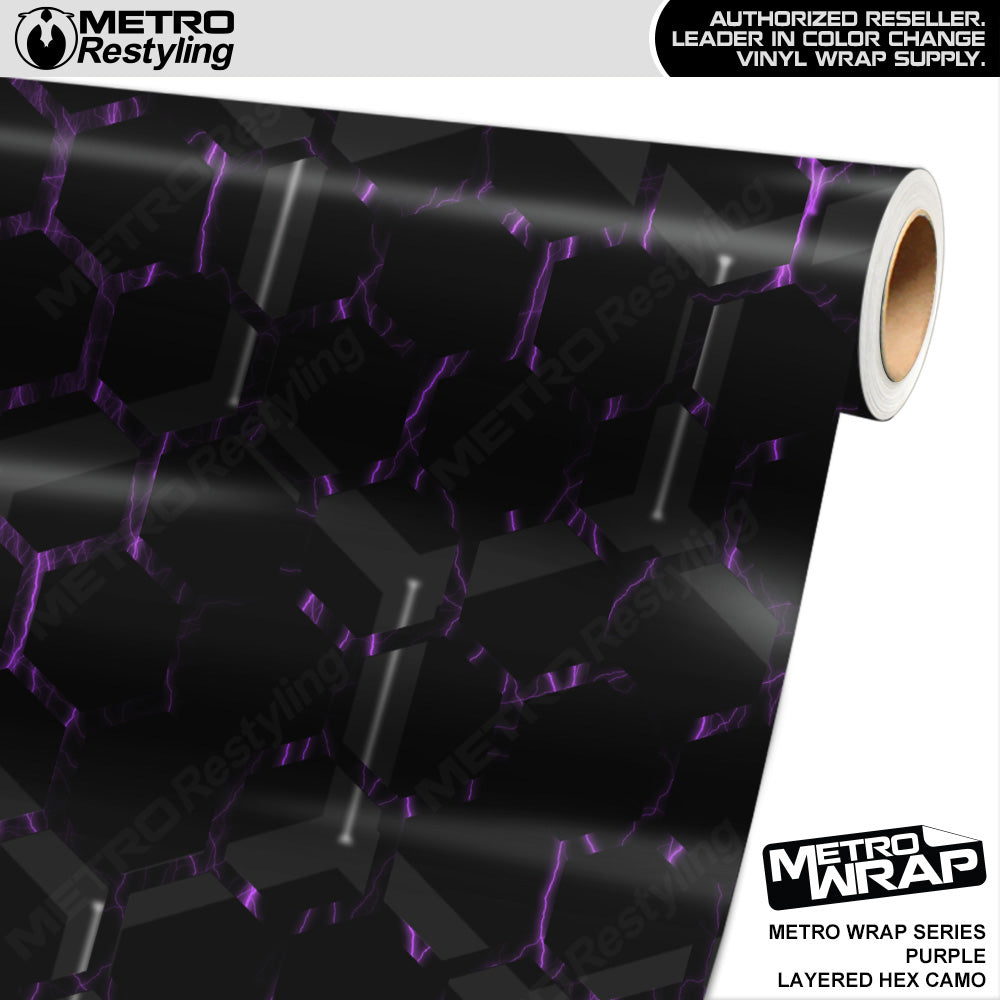 Metro Wrap Layered Hex Purple Camouflage Vinyl Film