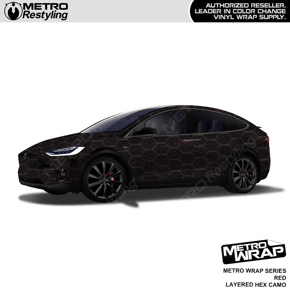 Metro Wrap Layered Hex Red Camouflage Vinyl Film