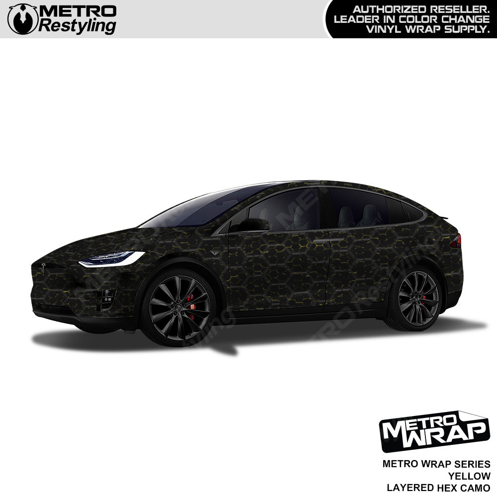 Metro Wrap Layered Hex Yellow Camouflage Vinyl Film