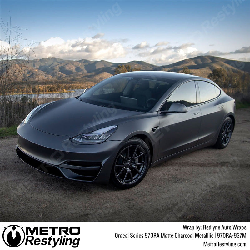 Gray metallic Tesla Model 3 Vinyl Wrap