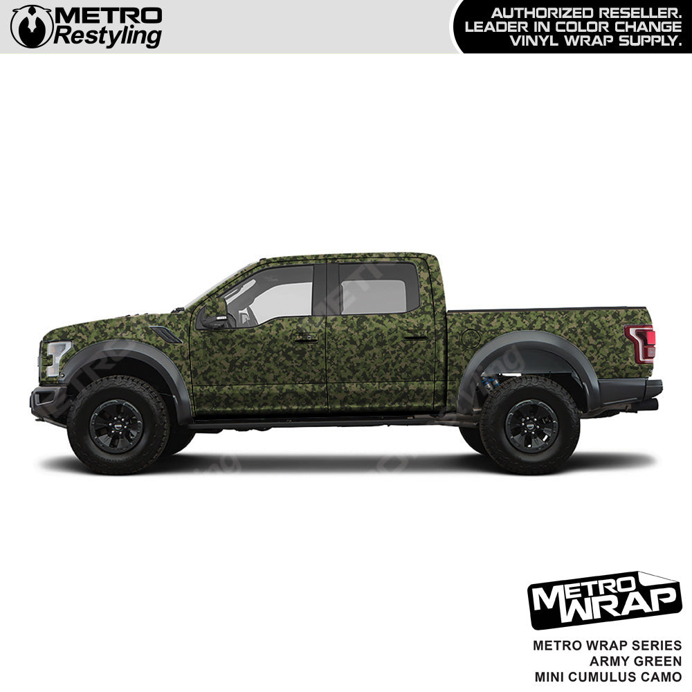 Metro Wrap Mini Cumulus Army Green Camouflage Vinyl Film