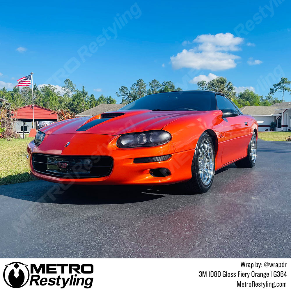 Gloss Fiery Orange Camaro Vinyl Wrap