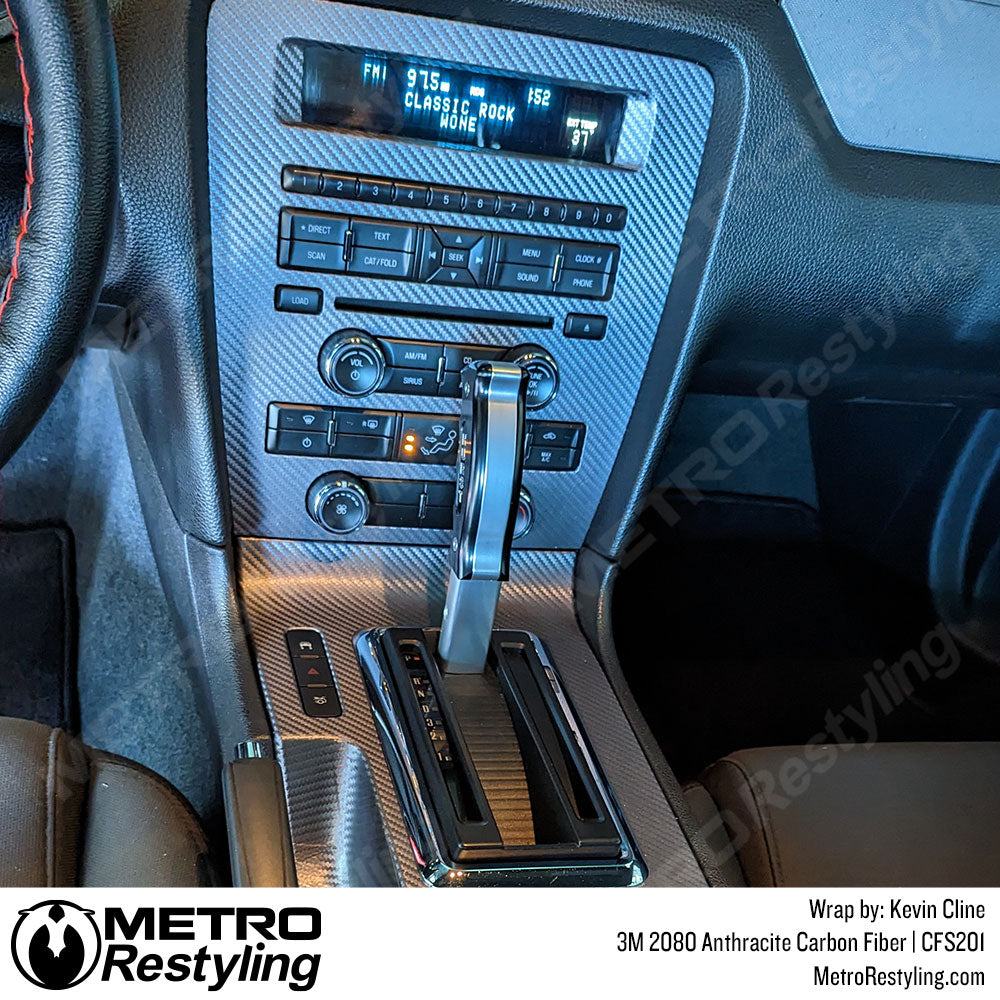 Anthracite Carbon Fiber Mustang Console Wrap