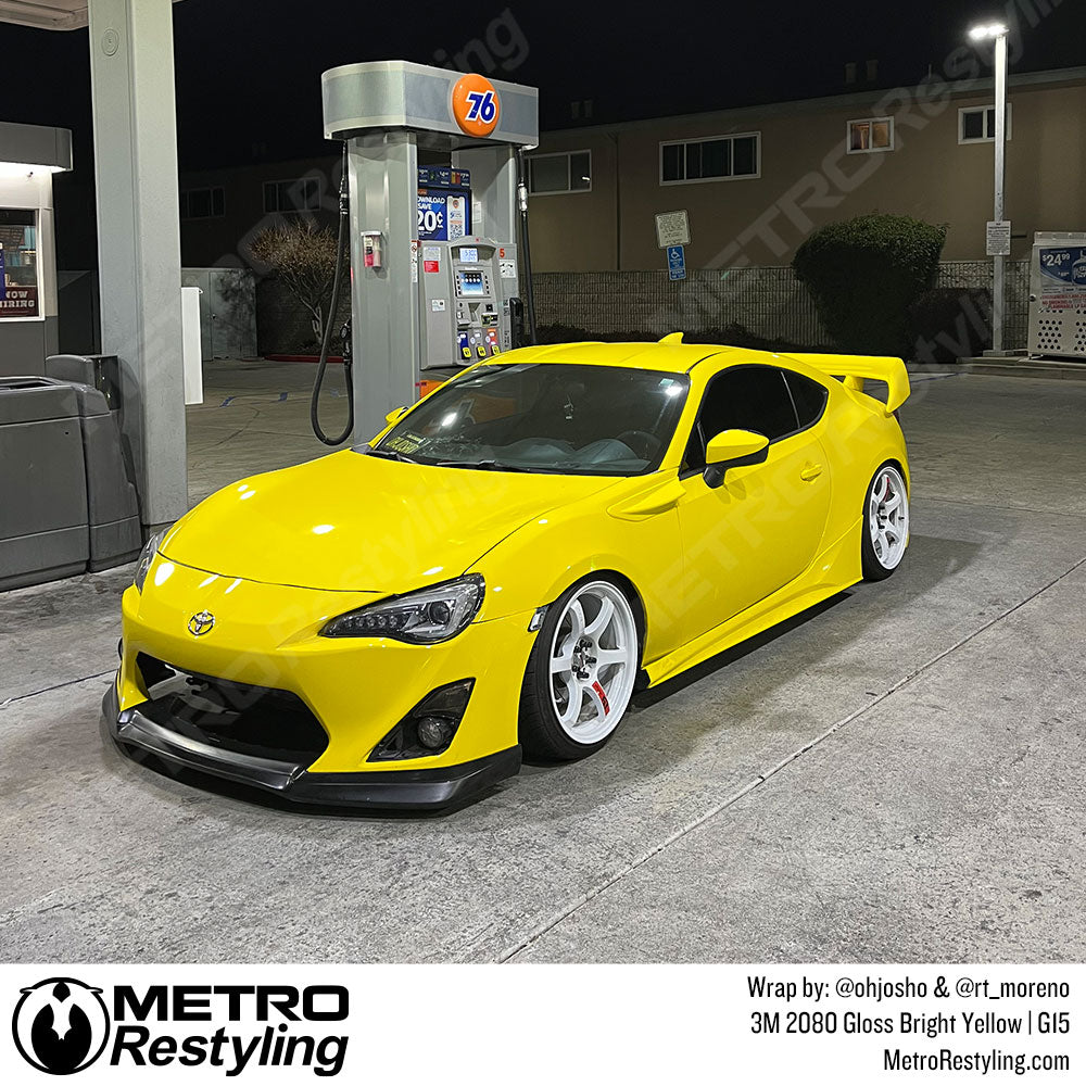 bright yellow toyota scion wrap