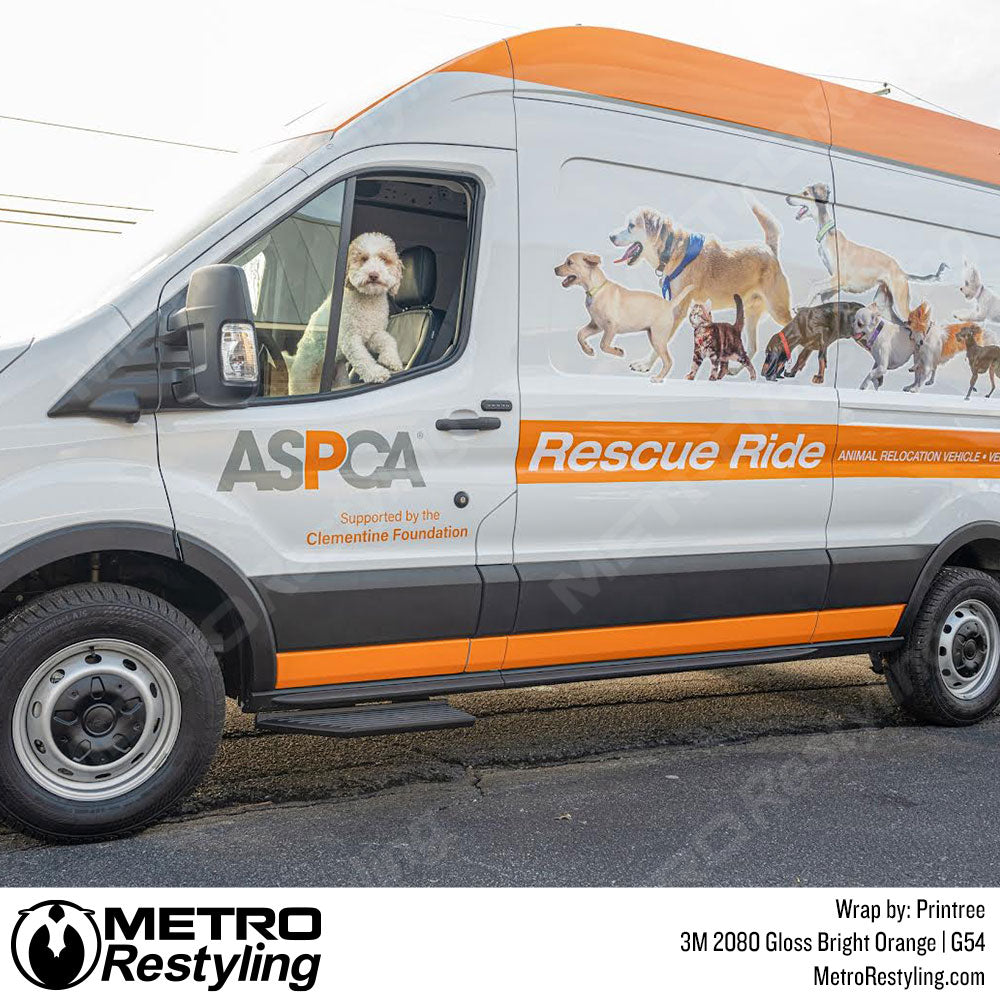gloss orange ford transit wrap