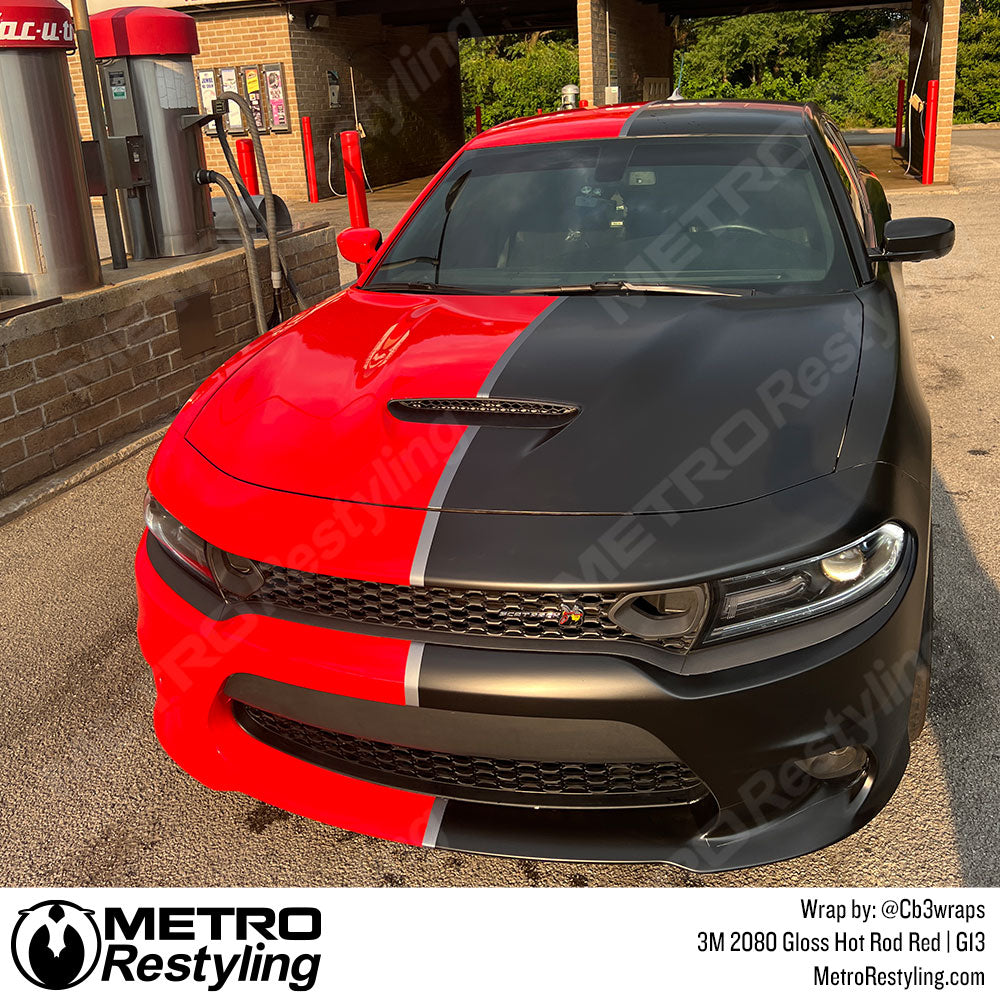 Dodge Challenger Bright Red Vinyl wrap