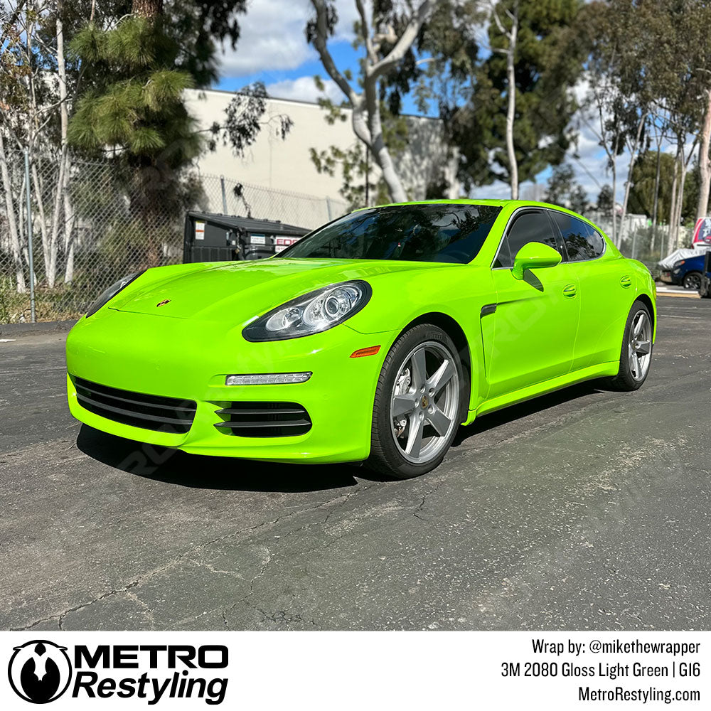 gloss green porsche panamera vinyl wrap