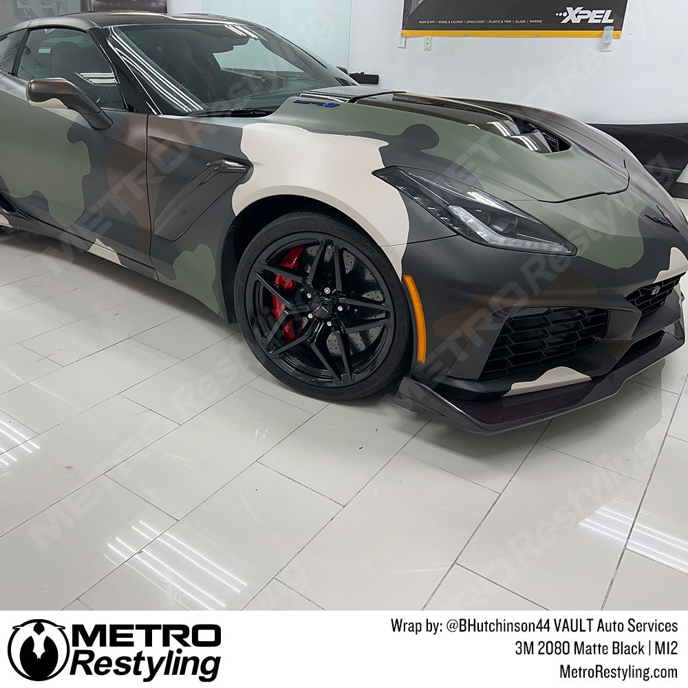 Matte Black Corvette Wrap