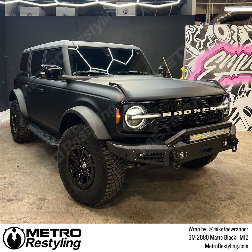 matte black ford bronco wrap