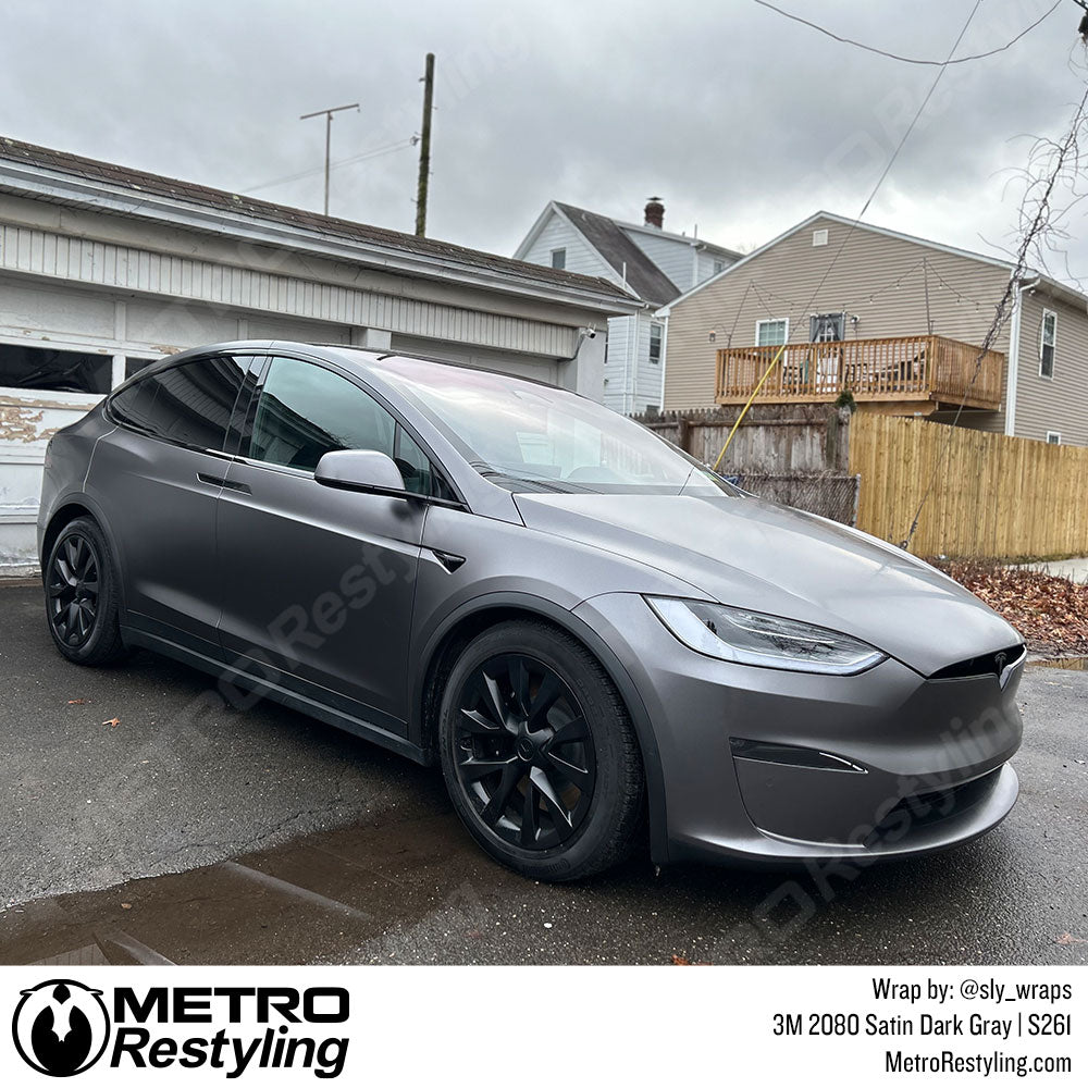 dark gray tesla wrap