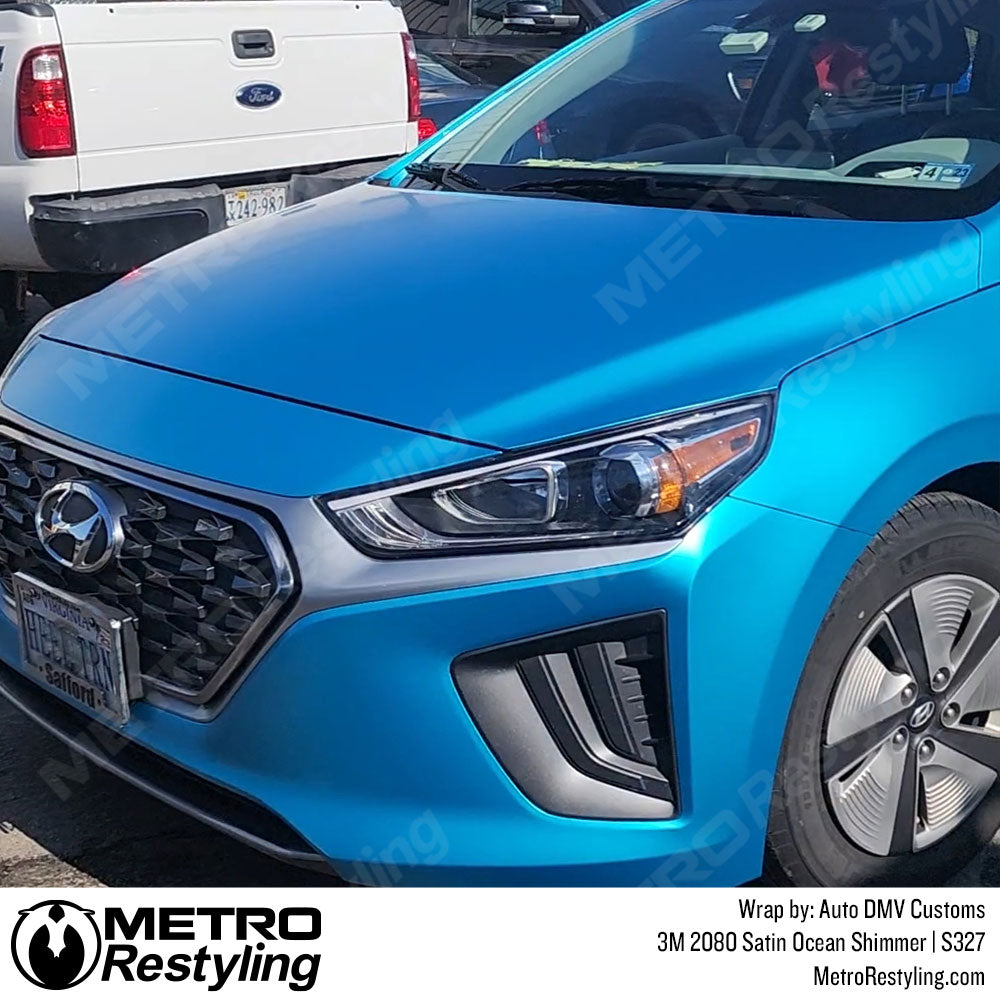 bright blue hyundai wrap