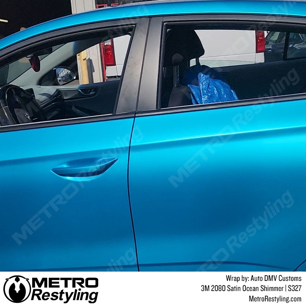bright blue hyundai wrap