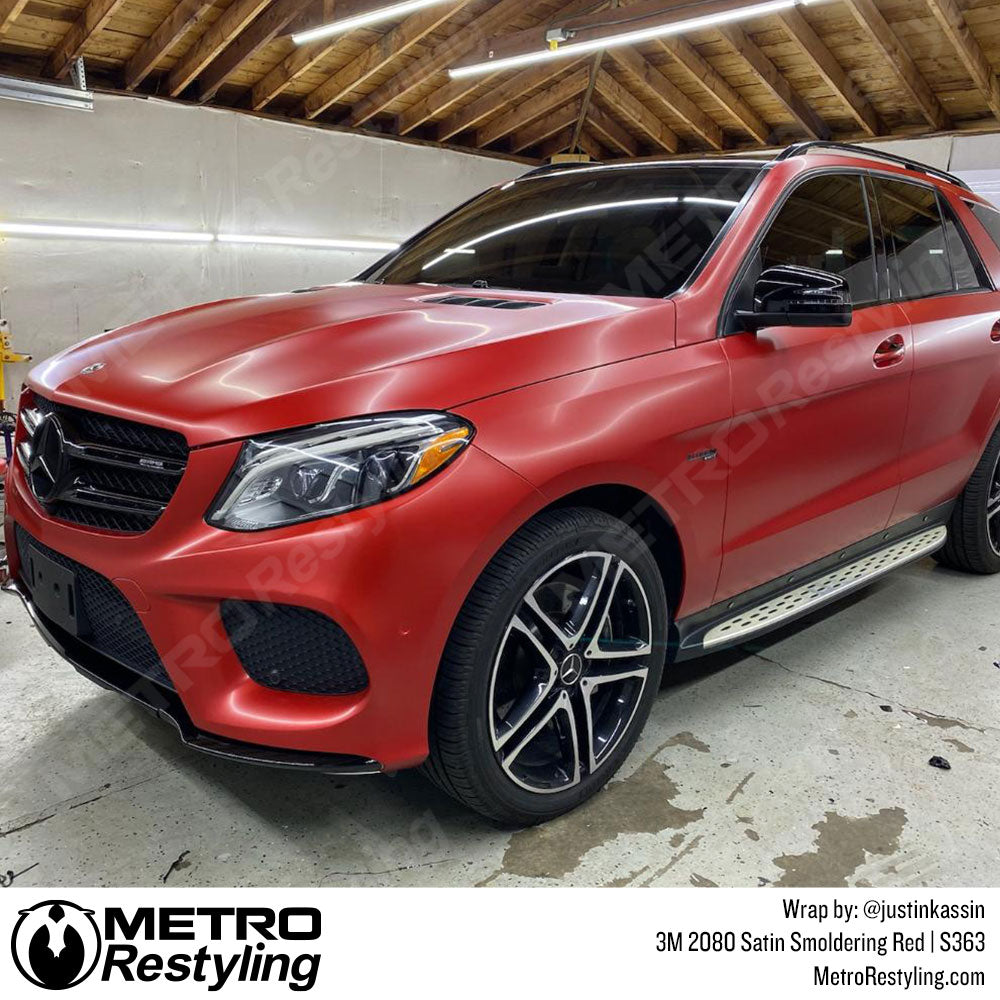 Red mercedes vinyl wrap
