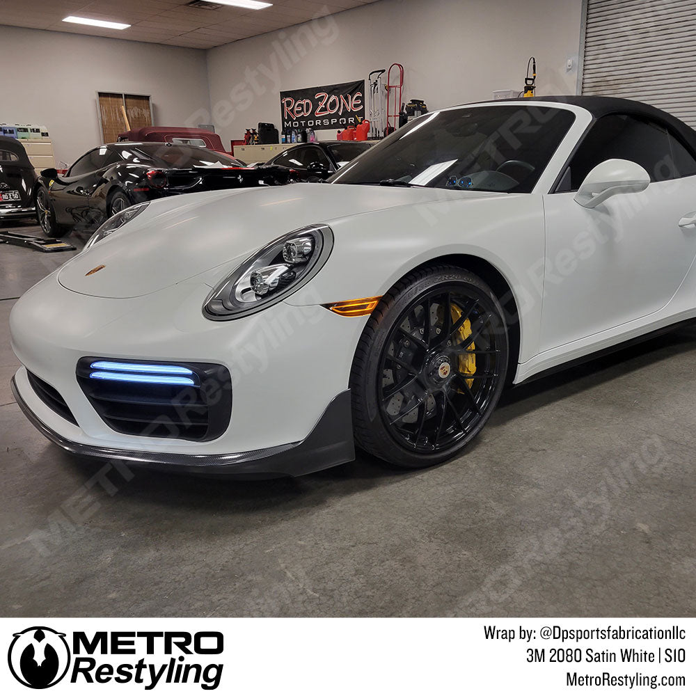 White 3M Porsche Vinyl Wrap