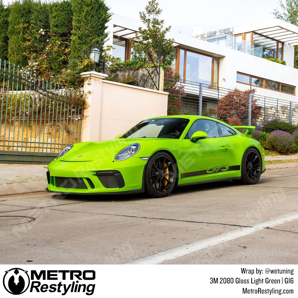 light green porsche wrap